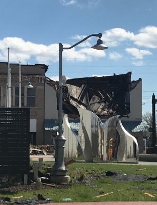 ER-0035
Photo Date:	April 10 2020
Photo Credit:	Jennifer Heller
Description: Result of a tornado that hit Mooresville downtown for about one block.  This building sustained the most damage.
