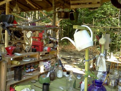 FS-0042B
Photo Date:	6/2015
Photo Credit:	Jennifer Heller
Description:	This was a “kitchen” in the woods that a local entrepreneur was using to process produce for sale to a Bloomington grocery.  There are three photos in the series…

