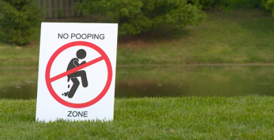 HS-0012
Photo Date: 7-21-2021
Photo Credit: Retrieved from WTHR.com
Description: Yard sign discouraging humans from pooping on the lawn.
