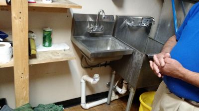 FS-0011a
Photo Date: 01/27/2015
Photo Credit: JoAnn Xiong-Mercado
Description: Missing plumbing for hand sink, mop sink next to hand sink, no 3-bay sink onsite.
