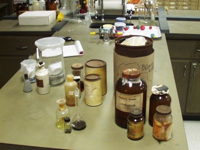 SHW-0007
Photo Date: 2/11/2003
Photo Credit: Jason Ravenscroft
Description: Old chemicals from storage room in a high school science classroom.
